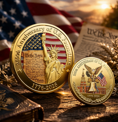 USA 250 Anniversary Coin Gold Rosegold Metal 1776-2026 250th Anniversary Challenge Coin With an independent protective cover Commemorative Coins for History Buffs Coins Collectors Gift-YAO
