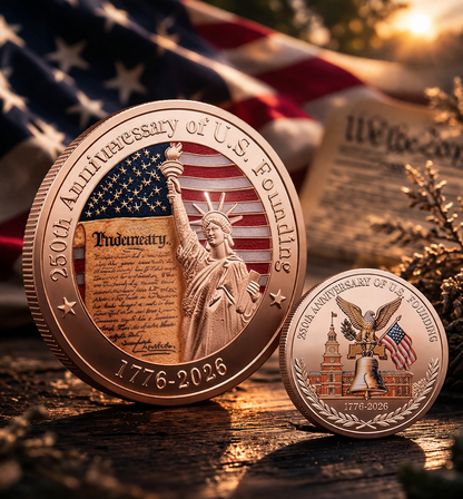 USA 250 Anniversary Coin Gold Rosegold Metal 1776-2026 250th Anniversary Challenge Coin With an independent protective cover Commemorative Coins for History Buffs Coins Collectors Gift-YAO