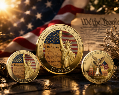 USA 250 Anniversary Coin Gold Rosegold Metal 1776-2026 250th Anniversary Challenge Coin With an independent protective cover Commemorative Coins for History Buffs Coins Collectors Gift-YAO