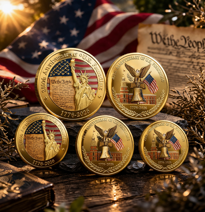 USA 250 Anniversary Coin Gold Rosegold Metal 1776-2026 250th Anniversary Challenge Coin With an independent protective cover Commemorative Coins for History Buffs Coins Collectors Gift-YAO