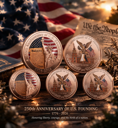 USA 250 Anniversary Coin Gold Rosegold Metal 1776-2026 250th Anniversary Challenge Coin With an independent protective cover Commemorative Coins for History Buffs Coins Collectors Gift-YAO