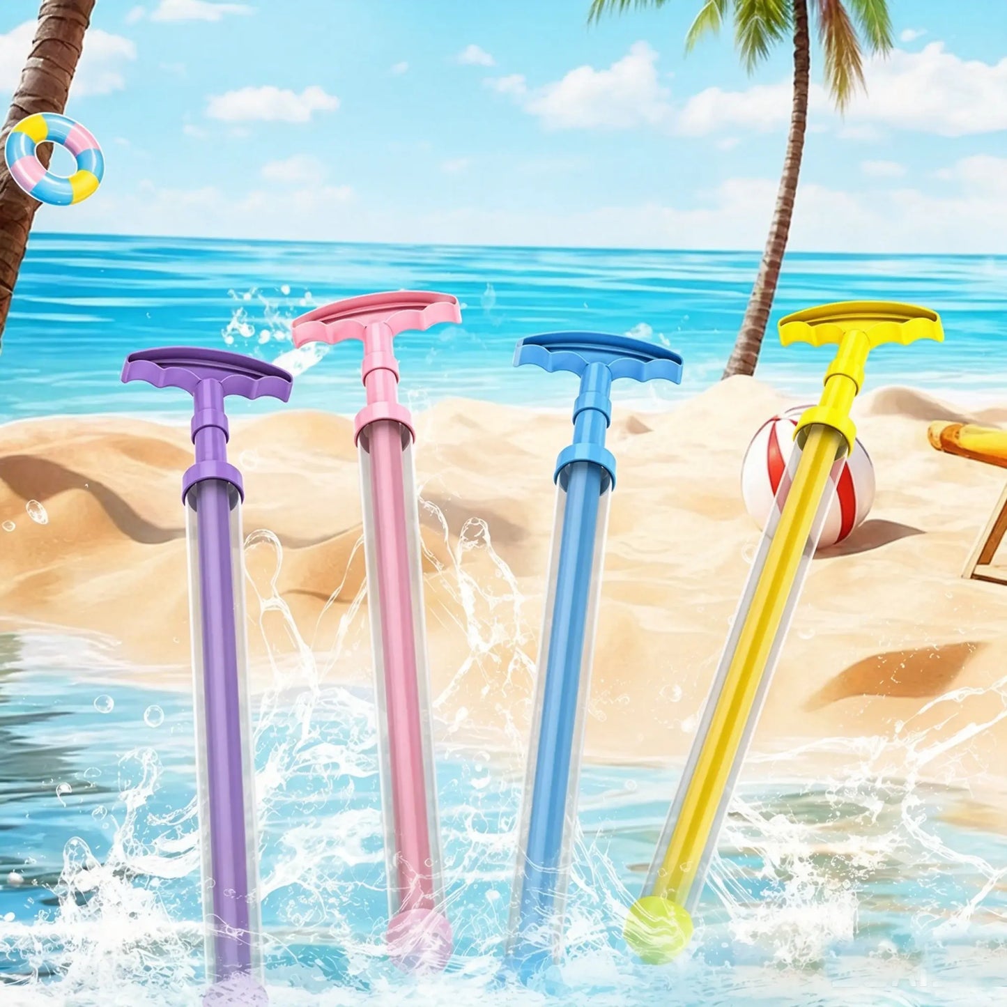 Expandable water gun, pink water gun, summer outdoor pool and beach water fight party toy-8WX