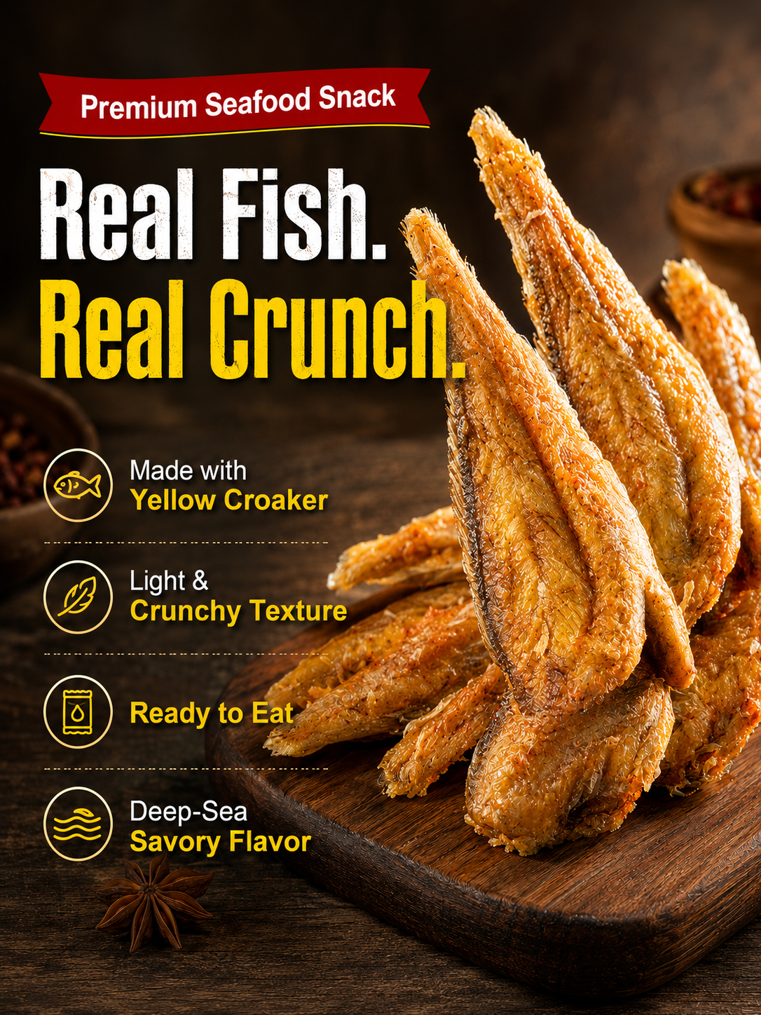Crispy Deep-Sea Fish Snack High-Protein • Oven-Baked • Ready to Eat-8WX