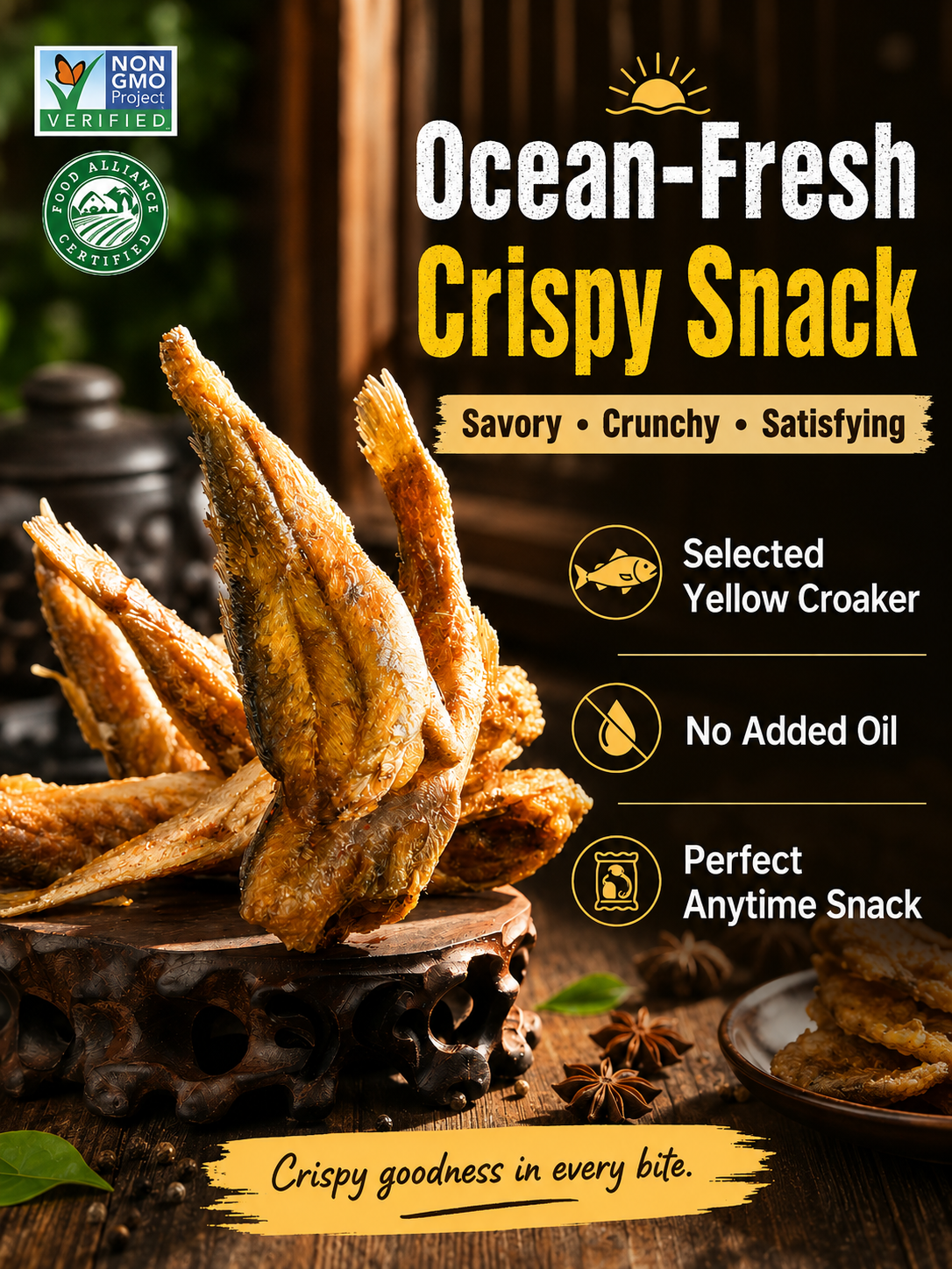 Crispy Deep-Sea Fish Snack High-Protein • Oven-Baked • Ready to Eat-8WX