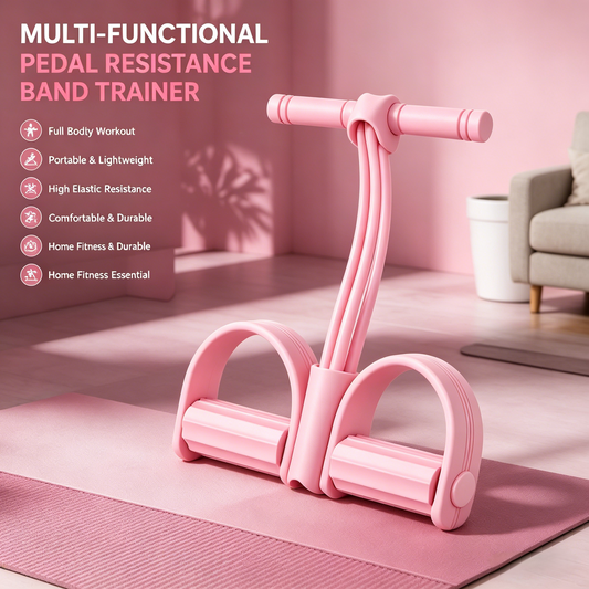 Multi-functional Pedal Resistance Band Trainer – Portable Foot Pedal Fitness Equipment Home Gym Full Body Workout Machine, Exercise Sit-ups, Yoga, Abdominal Training💪-HS