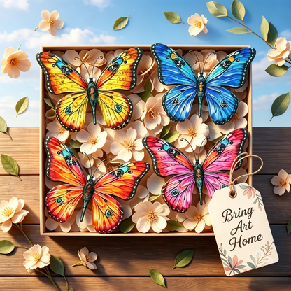 🦋Metal Butterfly Wall Decor🌈, 14 Inch Modern Outdoor Fence Art, Home Hanging Decoration for Bedroom, Balcony, Garden and Yard 🏡 -HS