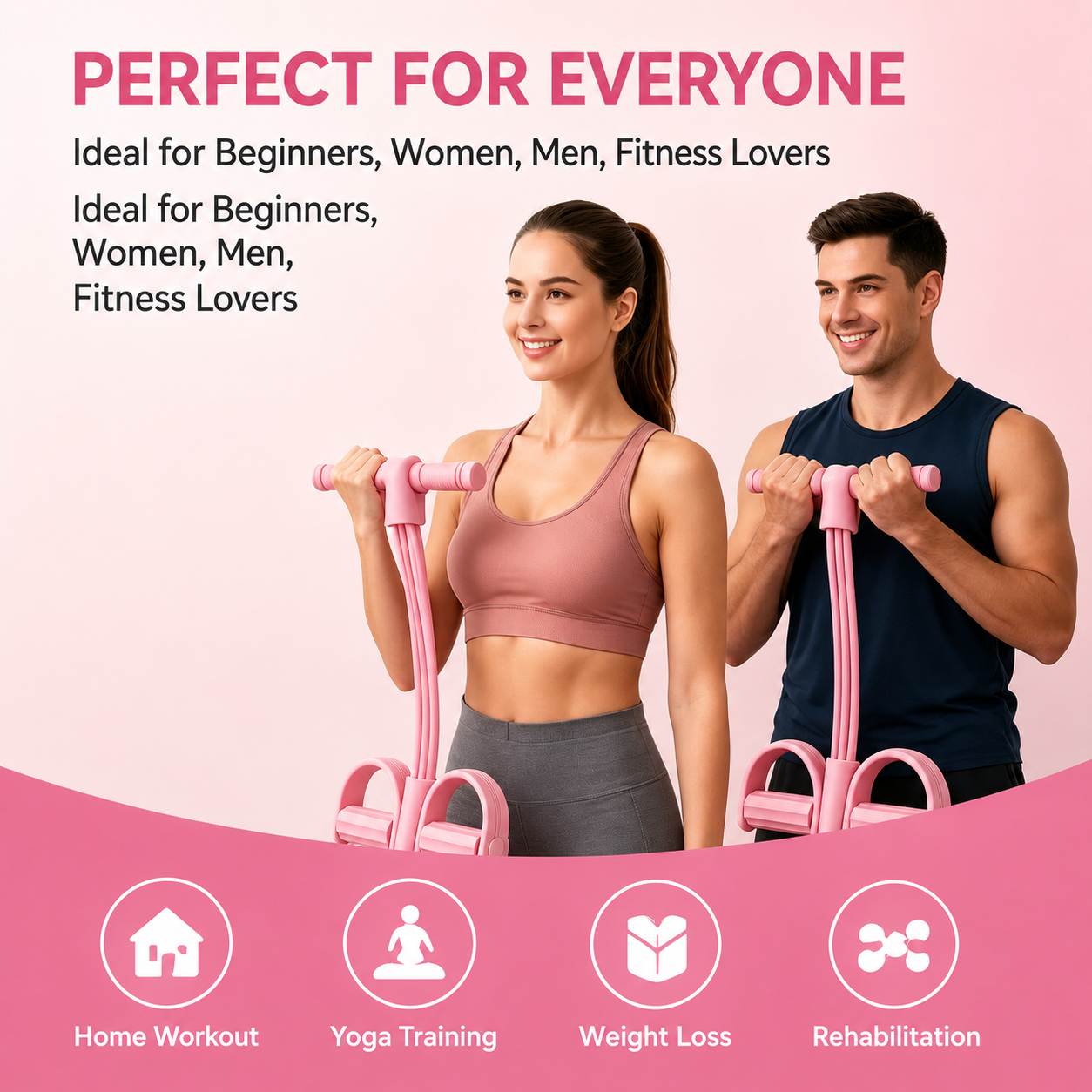 Multi-functional Pedal Resistance Band Trainer – Portable Foot Pedal Fitness Equipment Home Gym Full Body Workout Machine, Exercise Sit-ups, Yoga, Abdominal Training💪-HS