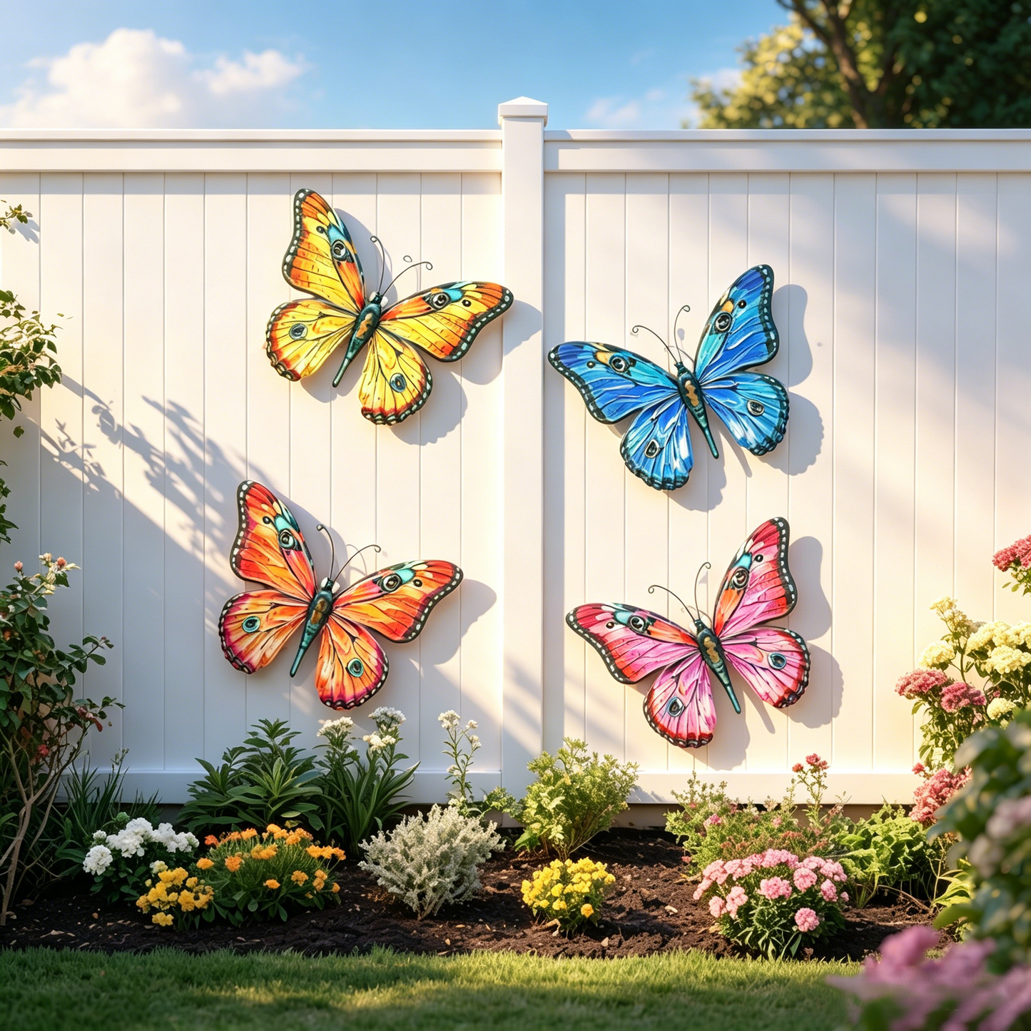 🦋Metal Butterfly Wall Decor🌈, 14 Inch Modern Outdoor Fence Art, Home Hanging Decoration for Bedroom, Balcony, Garden and Yard 🏡 -HS