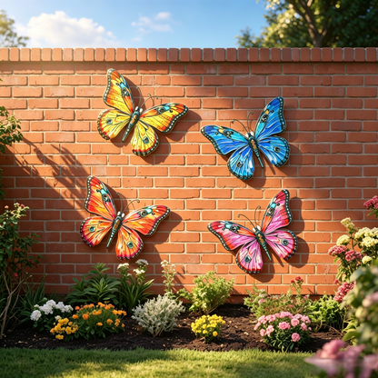 🦋Metal Butterfly Wall Decor🌈, 14 Inch Modern Outdoor Fence Art, Home Hanging Decoration for Bedroom, Balcony, Garden and Yard 🏡 -HS