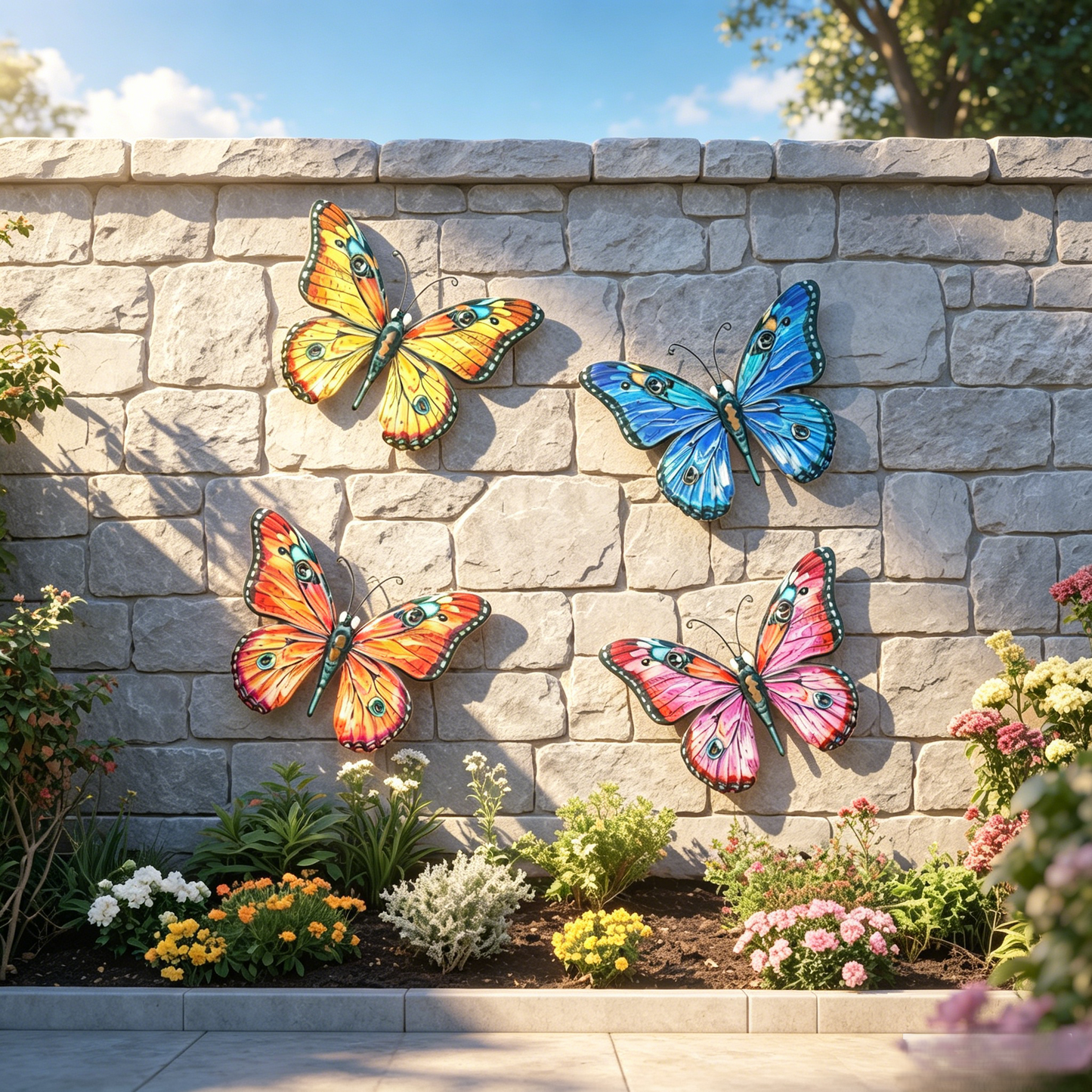 🦋Metal Butterfly Wall Decor🌈, 14 Inch Modern Outdoor Fence Art, Home Hanging Decoration for Bedroom, Balcony, Garden and Yard 🏡 -HS