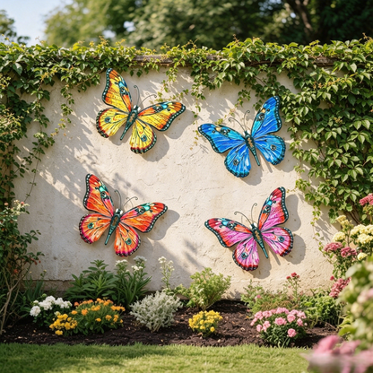 🦋Metal Butterfly Wall Decor🌈, 14 Inch Modern Outdoor Fence Art, Home Hanging Decoration for Bedroom, Balcony, Garden and Yard 🏡 -HS
