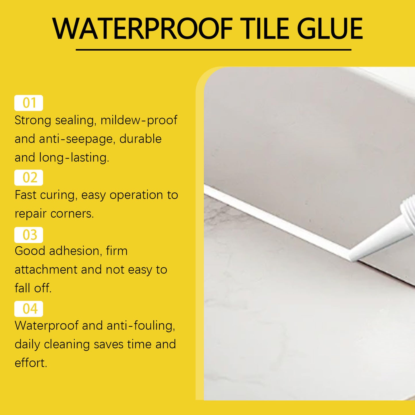 Epoxy Putty Waterproof Caulk, Strong Gap Filler for Toilet & Sink, Mildew Resistant Sealant-8WX