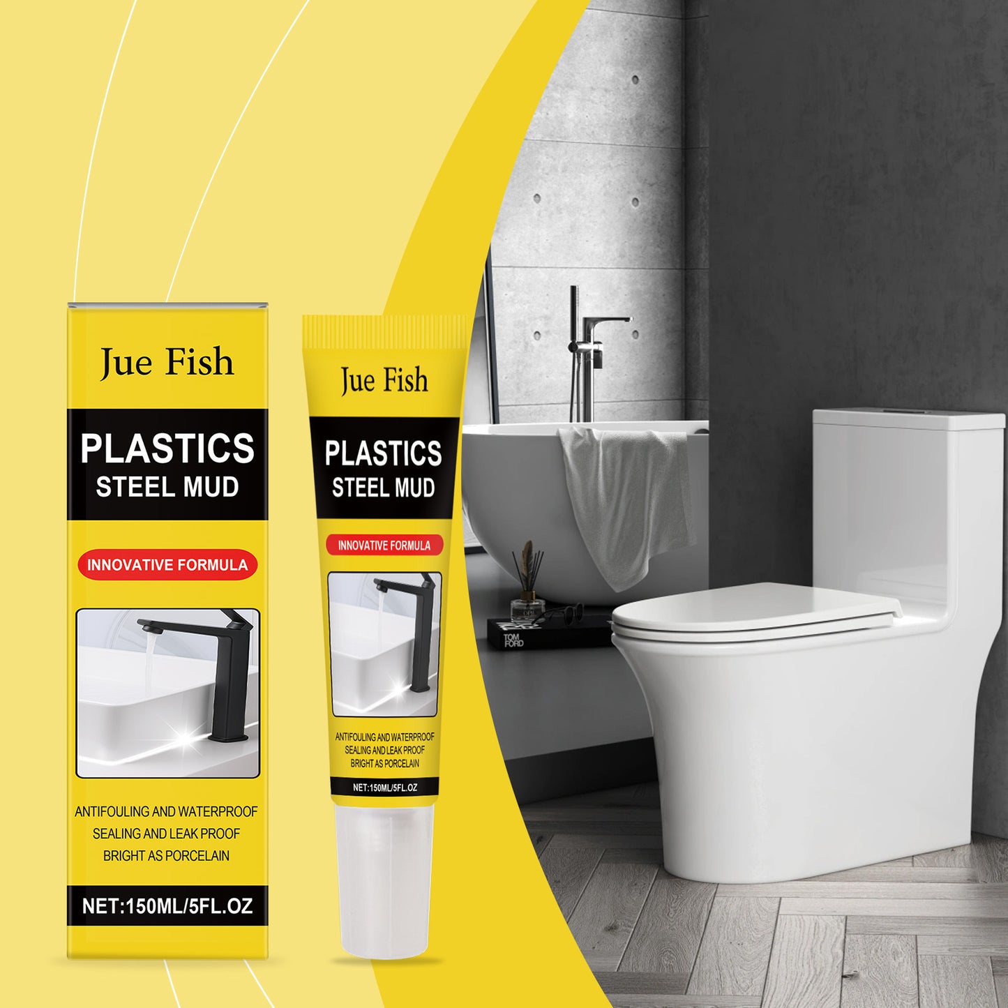 Epoxy Putty Waterproof Caulk, Strong Gap Filler for Toilet & Sink, Mildew Resistant Sealant-8WX