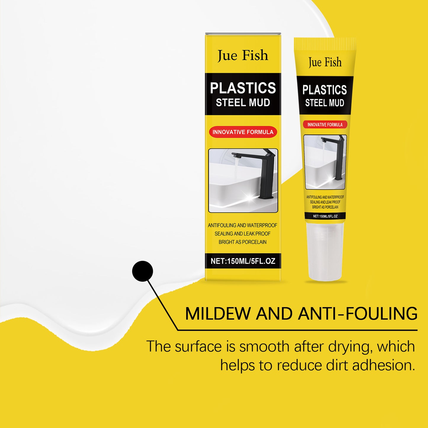 Epoxy Putty Waterproof Caulk, Strong Gap Filler for Toilet & Sink, Mildew Resistant Sealant-8WX