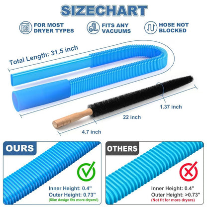 Sealegend Dryer Vent Cleaner kit Dryer Vacuum Hose Attachment with Stretch Universal Connector, Dryer Vent Cleaning Tool Vacuum Hose Lint Remover, Blue-8ZP