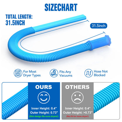 Sealegend Dryer Vent Cleaner kit Dryer Vacuum Hose Attachment with Stretch Universal Connector, Dryer Vent Cleaning Tool Vacuum Hose Lint Remover, Blue-8ZP