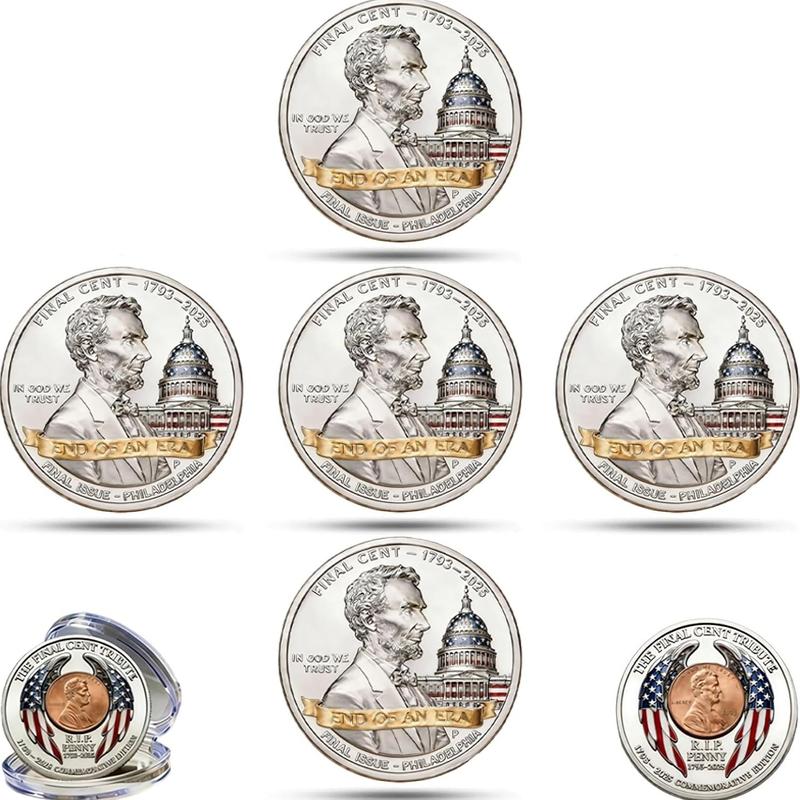 2025 Final Cent Tribute Commemorative Coin, Last Minted Penny Keepsake, Uncirculated Challenge Coin with 3D Engraving, Symbolic Final Penny Collectible for DIY & Gifting-YAO