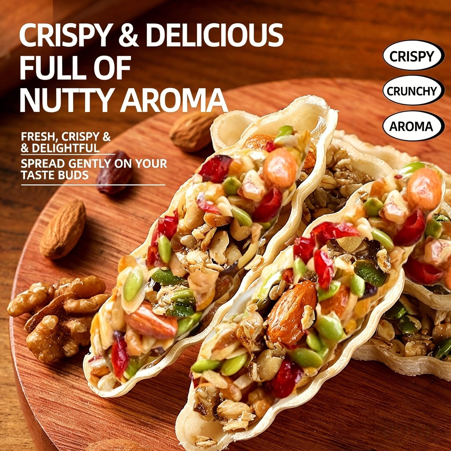 💖🎁Australian Nut Boat Cookies🎁💖, Mixed Nuts Filled Crispy Pastry, Popular Snack-LIN