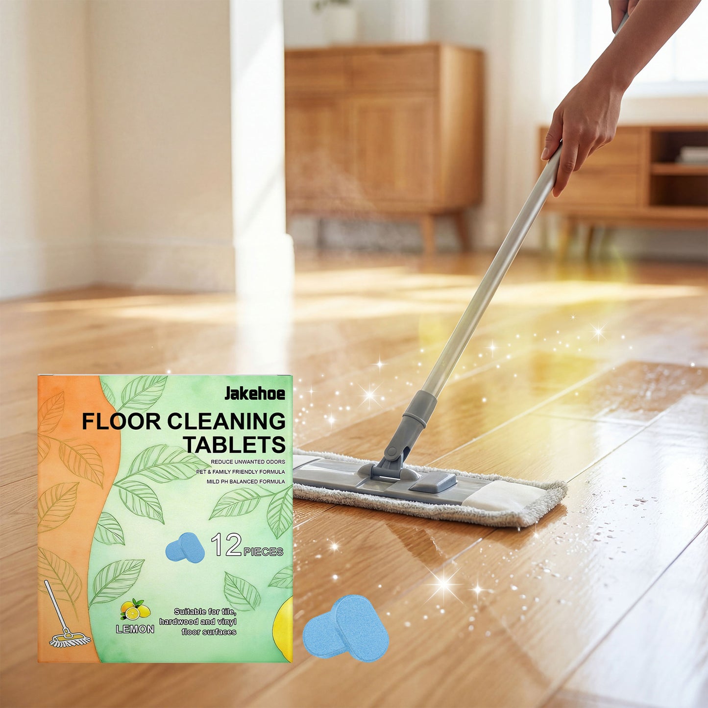 Jakehoe SOPAMI Floor Cleaning Tablets - Safe for Wood Tile Marble Quick Dry No Residue-ZQ