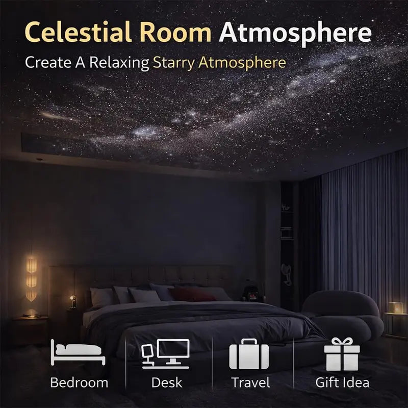 2-in-1 Galaxy Projector Night Light, USB Interface, Dual-Mode Starry Sky Projection/Warm Light Night Light, Adjustable Focus and Brightness with 24 Sliding Projection Films for Bedroom-LIN