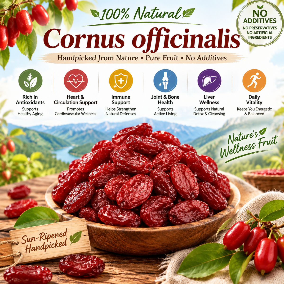 Carefully selected Cornus officinalis, naturally dried to preserve its unique flavor and nutrients-ZP2