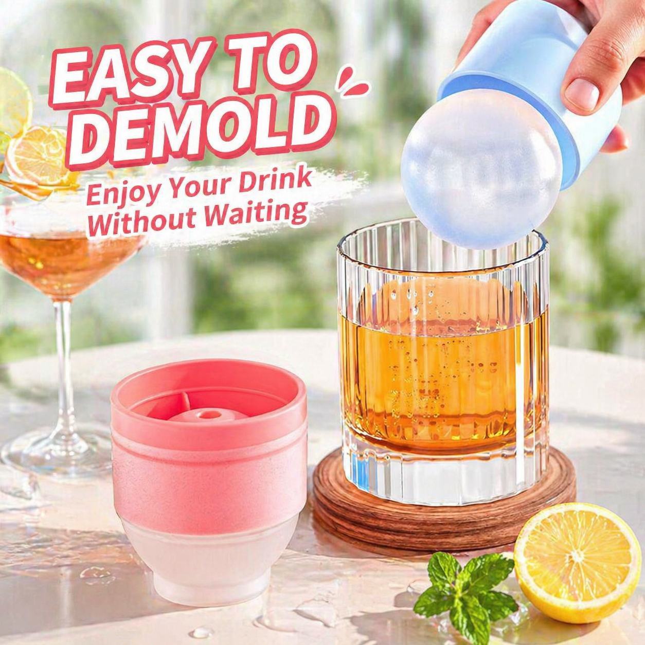 Large Silicone Ice Ball Mold Set – Slow-Melting Ice Spheres for Whiskey, Cocktails & Iced Drinks-ZP