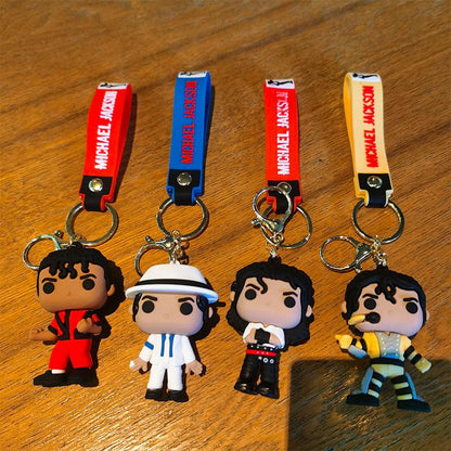 Michael Jackson Keychain Music Idol Doll Machine Key Chain Holiday Gifts Souvenir Key Ring Men's and Women's Souvenirs-HS