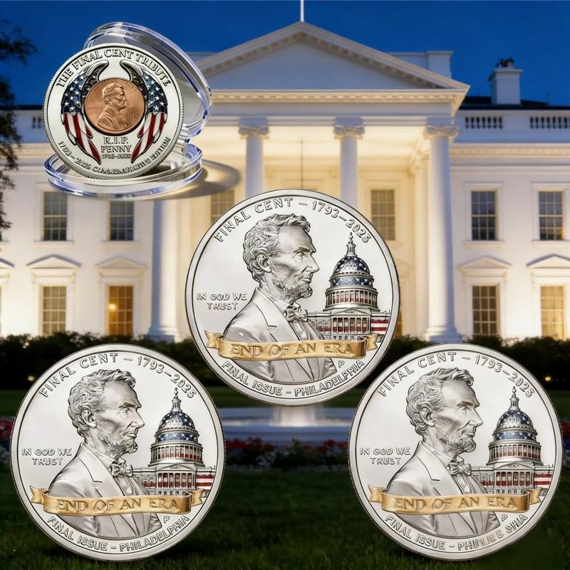 2025 Final Cent Tribute Commemorative Coin, Last Minted Penny Keepsake, Uncirculated Challenge Coin with 3D Engraving, Symbolic Final Penny Collectible for DIY & Gifting-YAO