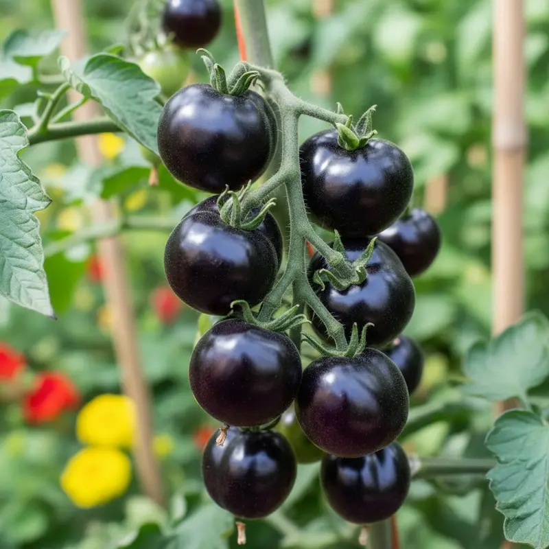 100 Black Tomato Seeds Rare Mini Heirloom Variety Sweet Juicy Garden Vegetable for Home Growing Compact Plants with Rich Red Interior Ideal for Pots Containers or Garden Beds-LIN