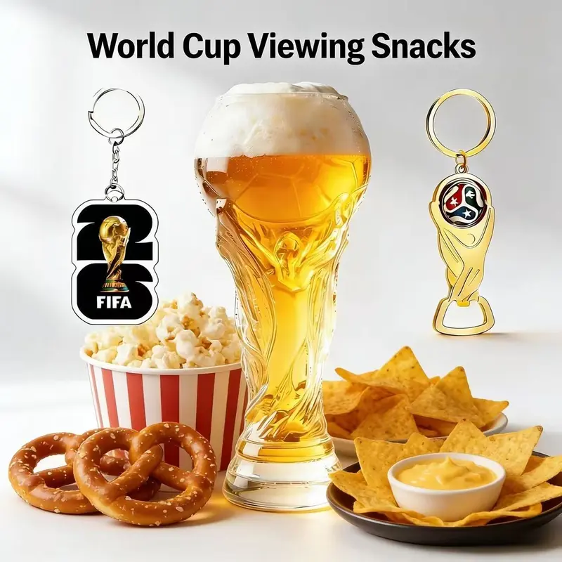 Two Packs World Cup 2026 Soccer Beer Glass Drinkware-160zTrophy Shaped Drinking Cup for Viewing Parties -Premium Football Merchandise & Novelty Gifts forSoccer Fans-LIN