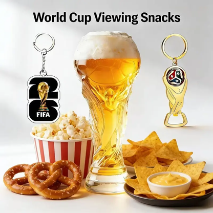 Two Packs World Cup 2026 Soccer Beer Glass Drinkware-160zTrophy Shaped Drinking Cup for Viewing Parties -Premium Football Merchandise & Novelty Gifts forSoccer Fans-LIN
