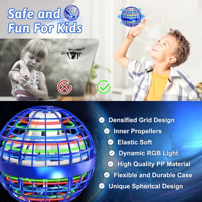 Ufo Smart Inductive Spinning Ball Magic Flying Ball Levitation Ball Fingertip Glowing Magic Ball Stress Relief Toy for Kids,360°Rotating Hand Controlled Drone Orbit,Hand Controlled Mini Drone with Led Lights, Cool Toys Gift for Boys & Girls-LIN