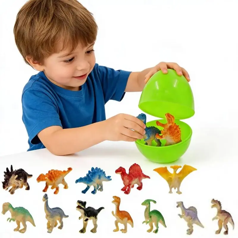 24 Pack Prefilled Easter Eggs with Dinosaur Toy Stress Relief Toys – Colorful Easter Egg Fillers-LIN