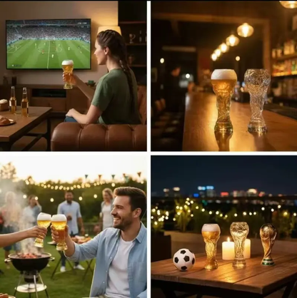 Two Packs World Cup 2026 Soccer Beer Glass Drinkware-160zTrophy Shaped Drinking Cup for Viewing Parties -Premium Football Merchandise & Novelty Gifts forSoccer Fans-LIN