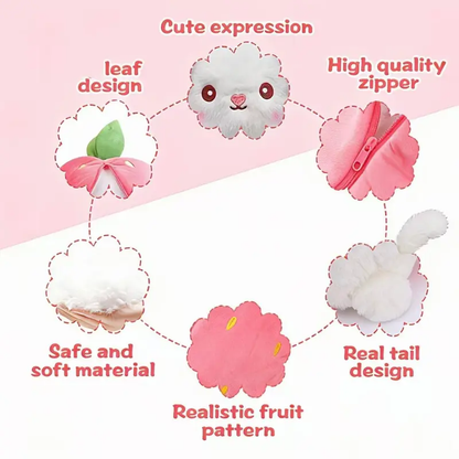 Bunny Stuffed Animal, Strawberry Reversible Cuddle Bunny Plush Doll with Zipper Cute Soft Rabbit Toys Pillow for Kids and Adults Easter Bunnies Plushies Gifts-LIN