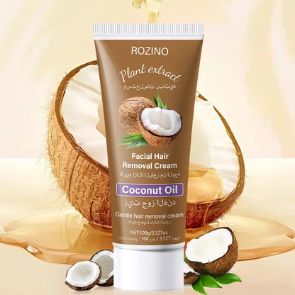 ROZINO Gentle Coconut Oil Hair Removal Cream - Plant Extract Depilatory for Face, Sensitive Skin & Body, 100g-LIN