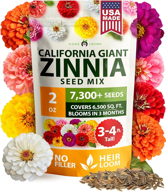 🌺Zinnia California Giant Mix - 7,300+ (2 oz) | No Filler - USA Heirloom Flower Seeds-LIN