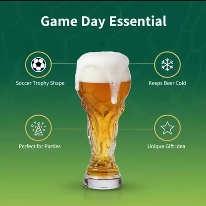Two Packs World Cup 2026 Soccer Beer Glass Drinkware-160zTrophy Shaped Drinking Cup for Viewing Parties -Premium Football Merchandise & Novelty Gifts forSoccer Fans-LIN