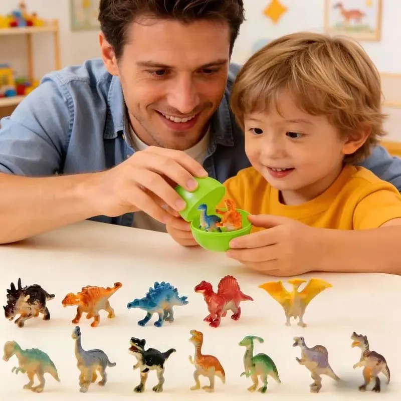 24 Pack Prefilled Easter Eggs with Dinosaur Toy Stress Relief Toys – Colorful Easter Egg Fillers-LIN