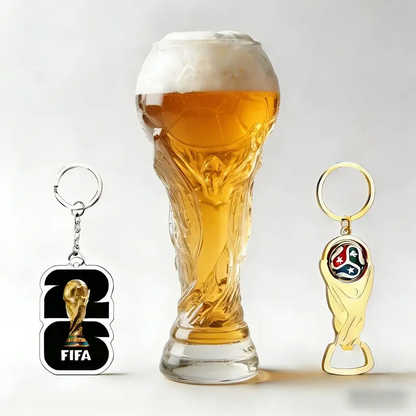 Two Packs World Cup 2026 Soccer Beer Glass Drinkware-160zTrophy Shaped Drinking Cup for Viewing Parties -Premium Football Merchandise & Novelty Gifts forSoccer Fans-LIN