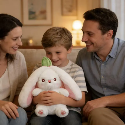 Bunny Stuffed Animal, Strawberry Reversible Cuddle Bunny Plush Doll with Zipper Cute Soft Rabbit Toys Pillow for Kids and Adults Easter Bunnies Plushies Gifts-LIN