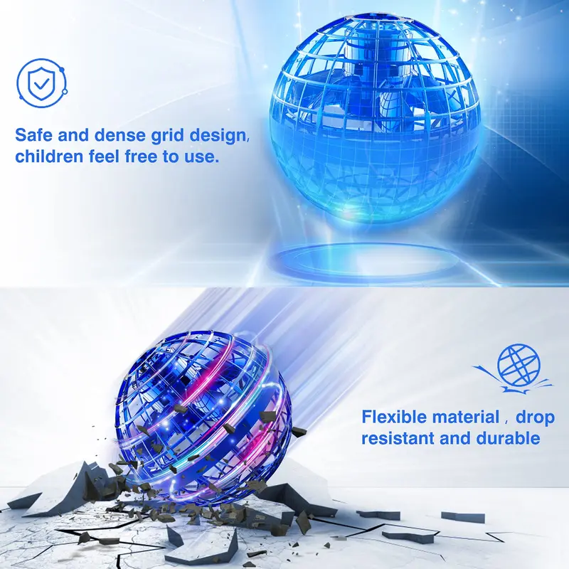 Ufo Smart Inductive Spinning Ball Magic Flying Ball Levitation Ball Fingertip Glowing Magic Ball Stress Relief Toy for Kids,360°Rotating Hand Controlled Drone Orbit,Hand Controlled Mini Drone with Led Lights, Cool Toys Gift for Boys & Girls-LIN