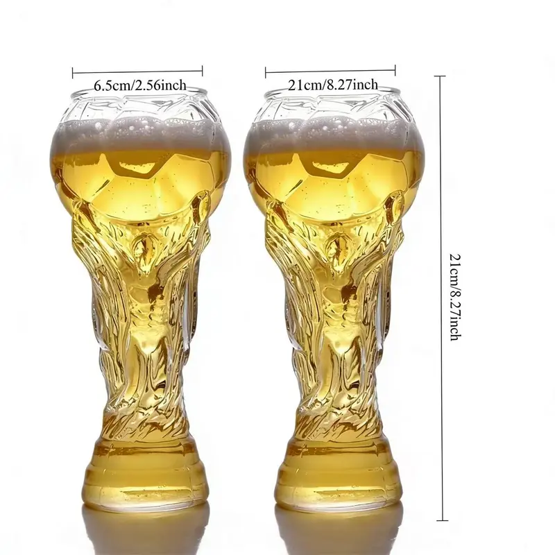 Two Packs World Cup 2026 Soccer Beer Glass Drinkware-160zTrophy Shaped Drinking Cup for Viewing Parties -Premium Football Merchandise & Novelty Gifts forSoccer Fans-LIN