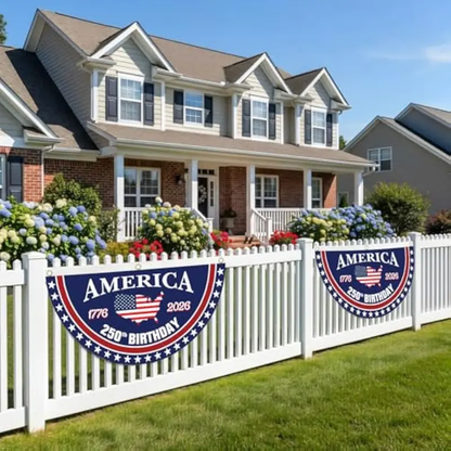 USA 250th Anniversary Banner 1776-2026, Patriotic American Flag Bunting for July 4th Memorial Day Decor, Outdoor Heavy Duty 2-Pack with Brass Grommets, 1.5x3 Ft Each-LIN