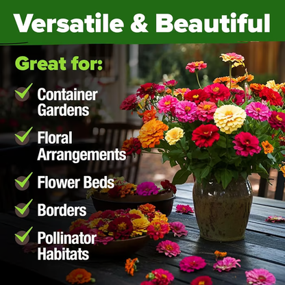 🌺Zinnia California Giant Mix - 7,300+ (2 oz) | No Filler - USA Heirloom Flower Seeds-LIN